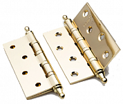 Картинка Петля врезная латунная RENZ BH 100*70*3-4BB CH GM 4 подшипника с колпачком латунь блестящая